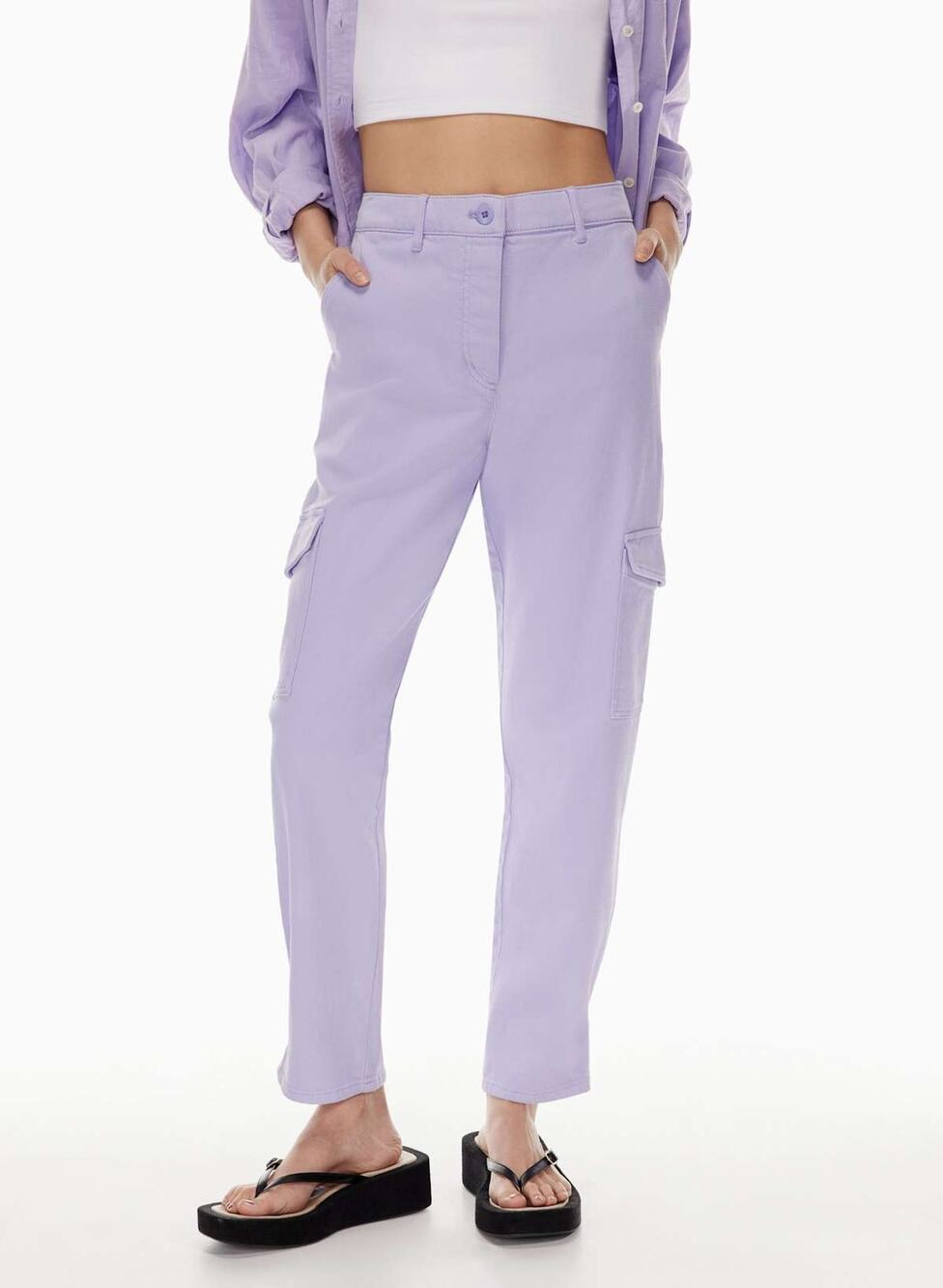 Aritzia Wilfred Free Modern Utility Cargo Pants Lavender Purple 4 Garment Dyed